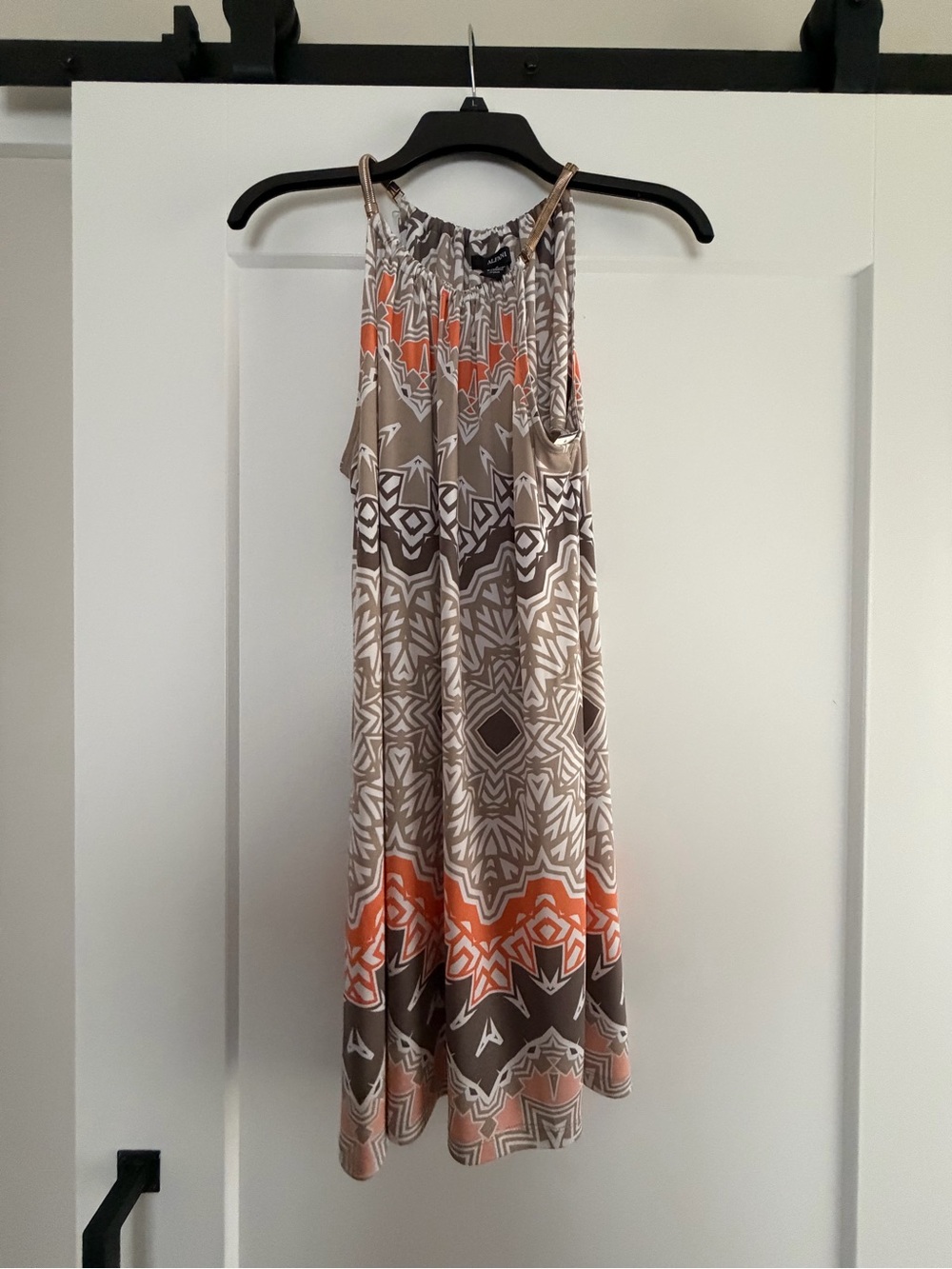 Alfani Taupe & Orange Printed dress - Picture 2 of 4